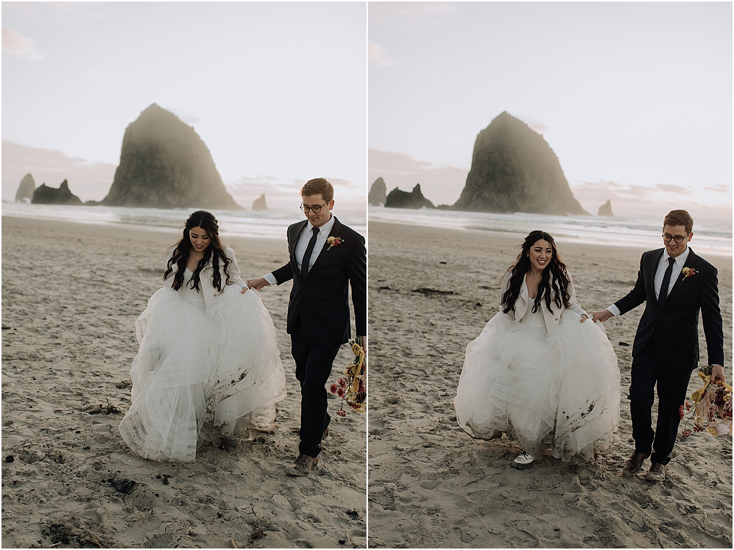 cannon beach elopement on the majestic oregon coast with naomi levit wedding photographer