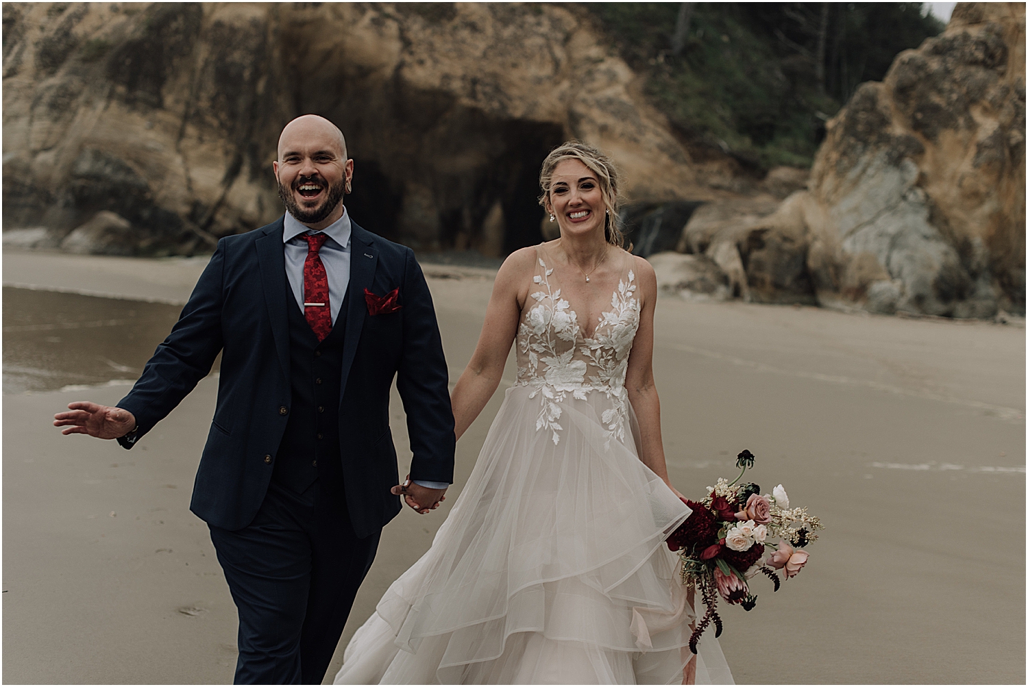 oregon coast elopement at hug point and the majestic cliffside
