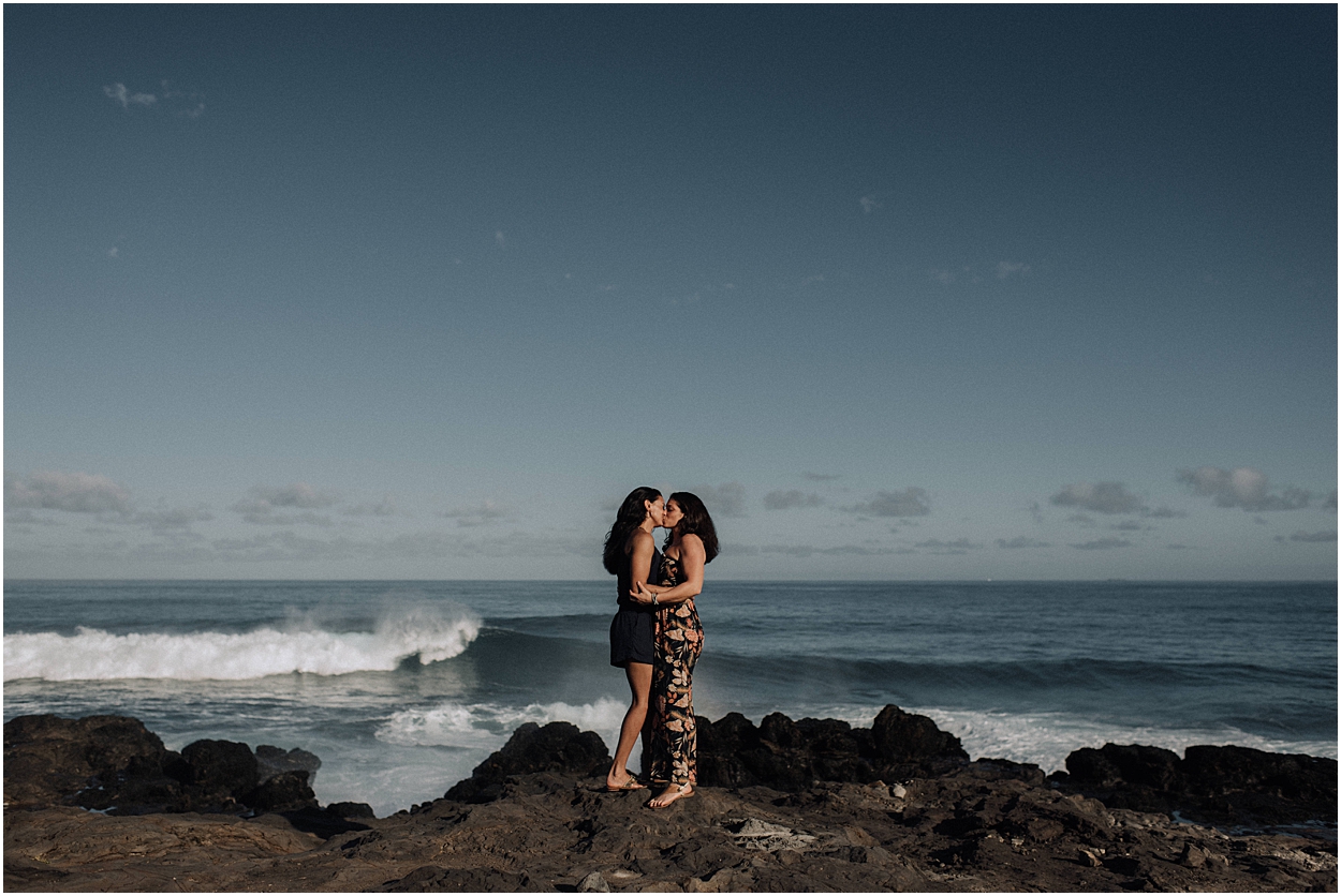 fun north shore engagement session in maui hawaii