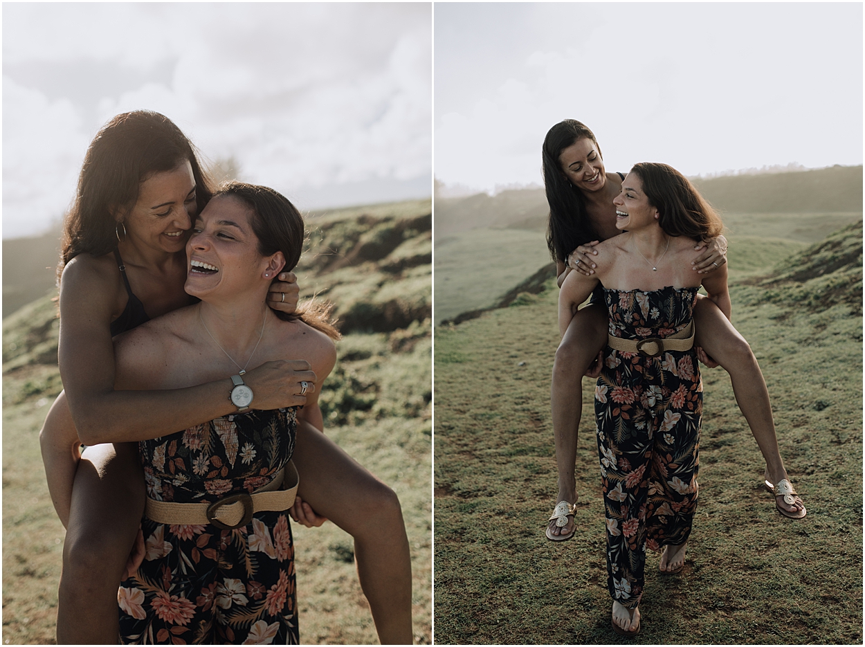 fun north shore engagement session in maui hawaii