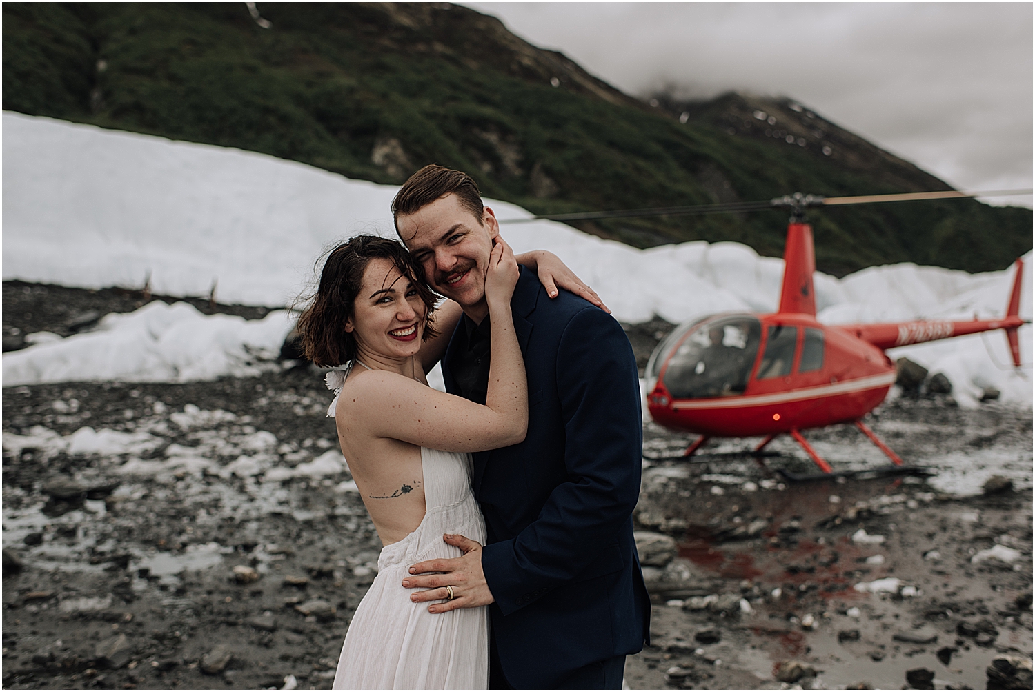 alaska helicopter glacier elopement with wedding photographer naomi levit