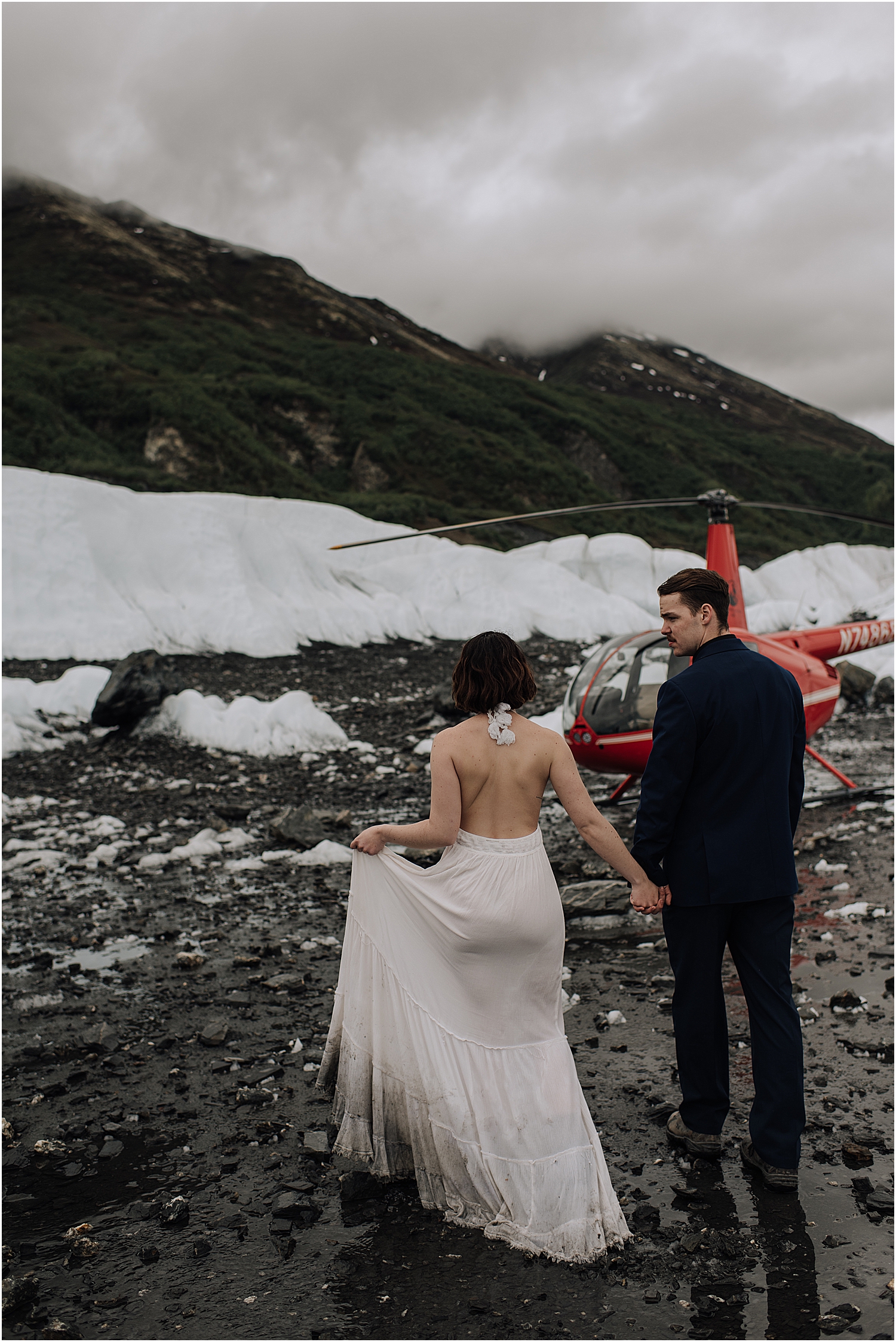 alaska helicopter glacier elopement with wedding photographer naomi levit